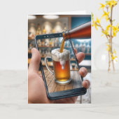 Smartphone zum Geburtstag mit Bier-Tasse Karte (Gelbe Blume)