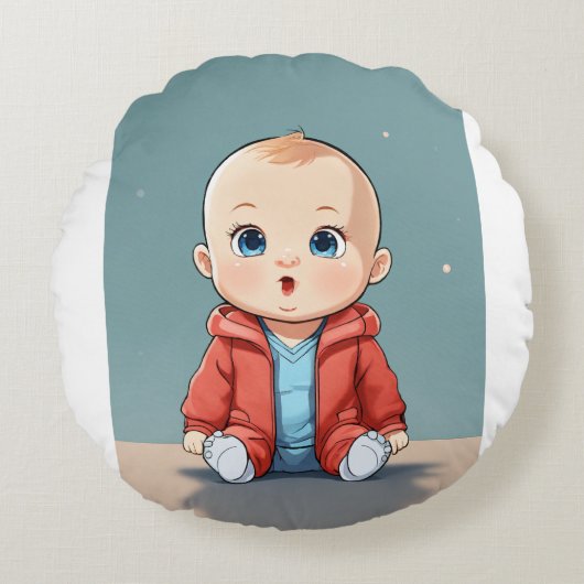 Smarty Baby - Tiny Thinker Face Rundes Kissen (Vorderseite)