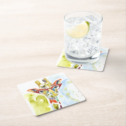 Smarty-Hosen Giraffe Rechteckiger Pappuntersetzer (Vor Ort)