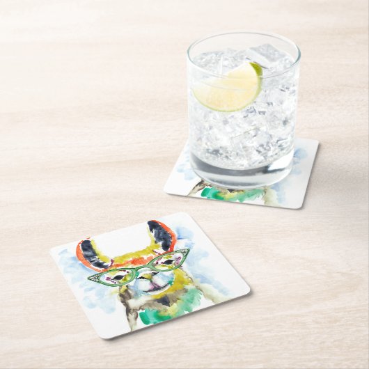 Smarty-Hosen Lama Rechteckiger Pappuntersetzer (Vor Ort)