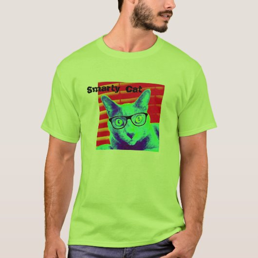 Smarty-Katzen-Gläser das T-Shirt der Männer Grün (Vorderseite)