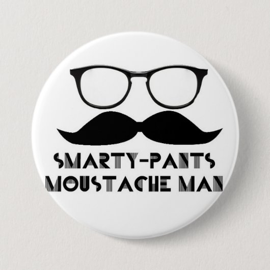 Smarty keucht Schnurrbart-Mann Buttone Button (Vorderseite)