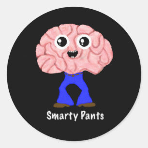 Smarty Pants Brain Runder Aufkleber