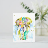 Smarty-Pants-Elefant Postkarte (Stehend Vorderseite)
