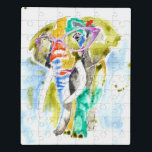 Smarty-Pants-Elefant Puzzle<br><div class="desc">Dieser Aquarelldruck zeichnet sich durch einen farbenfrohen Elefanten in Brillen aus | Von Jennifer Goldberger. Bild-ID: 122135GG</div>