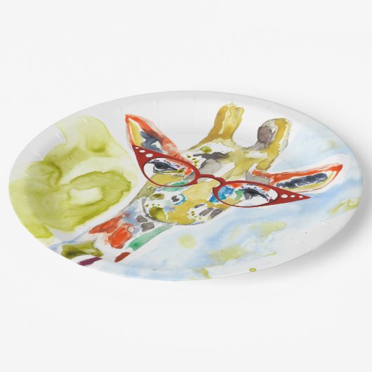 Smarty-Pants Giraffe Pappteller (Schrägansicht)