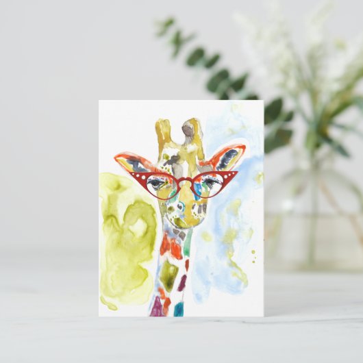 Smarty-Pants Giraffe Postkarte (Stehend Vorderseite)