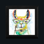 Smarty-Pants Llama Erinnerungskiste<br><div class="desc">Smarty-Pants Llama von Jennifer Goldberger. Ein fantastisches Lama im Aquarellstil mit lustigen Brillen.</div>