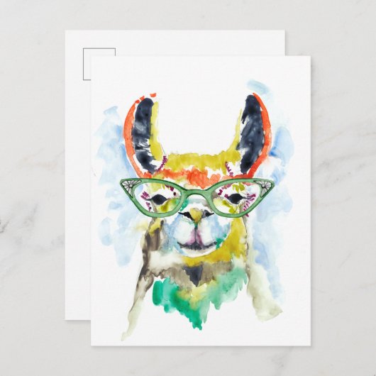 Smarty-Pants Llama Postkarte (Vorne/Hinten)