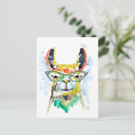 Smarty-Pants Llama Postkarte (Stehend Vorderseite)