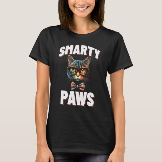 Smarty Paws Cat Glasses T-Shirt (Vorderseite)