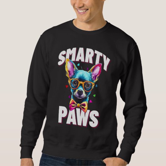 Smarty Paws   Chihuahua Dog Wearing Glasses Sweatshirt (Vorderseite)