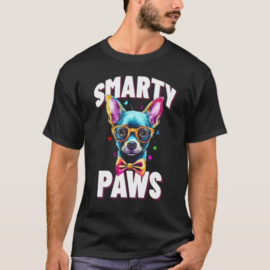 Smarty Paws   Chihuahua Dog Wearing Glasses T-Shirt (Vorderseite)