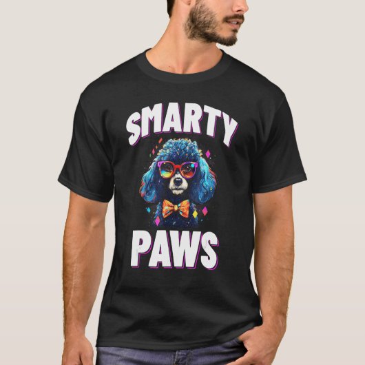 Smarty Paws Poodle Hund mit Brille T-Shirt (Vorderseite)
