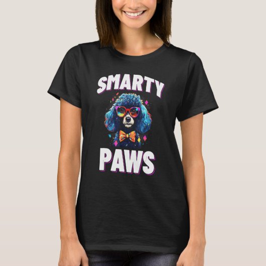 Smarty Paws Poodle Hund mit Brille T-Shirt (Vorderseite)