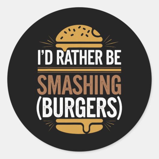 Smash Burger Lover gegrillter Cheeseburger Flat To Runder Aufkleber (Vorderseite)