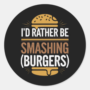 Smash Burger Lover gegrillter Cheeseburger Flat To Runder Aufkleber