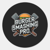 Smash Burger Lover gegrillter Cheeseburger Flat To Runder Aufkleber (Vorderseite)