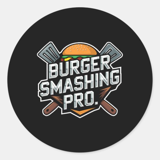 Smash Burger Lover gegrillter Cheeseburger Flat To Runder Aufkleber (Vorderseite)