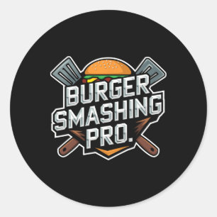 Smash Burger Lover gegrillter Cheeseburger Flat To Runder Aufkleber