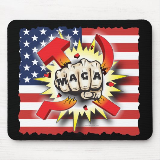SMASH COMMUNISM MAGA FIST AMERICAN PRIDE MOUSEPAD (Vorne)