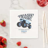 Smash Crash - Modern Blue Monster Truck Birthday Serviette (Beispiel)