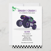 Smash & Crash - Modern Monster Truck Birthday Einladung (Vorderseite)