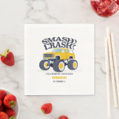 Smash Crash - Modern Yellow Monster Truck Birthday Serviette (Beispiel)