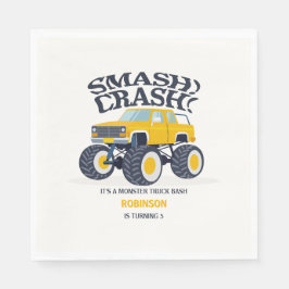 Smash Crash - Modern Yellow Monster Truck Birthday Serviette