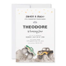 Smash & Crash Monster Truck Birthday Einladung