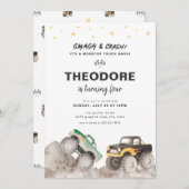 Smash & Crash Monster Truck Birthday Einladung (Vorne/Hinten)