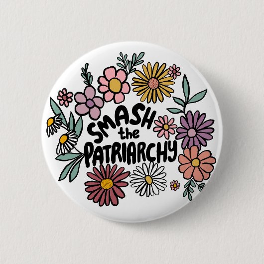 SMASH die PATRIARCHY Niedliche Daisy Hand Gezeichn Button (Vorderseite)