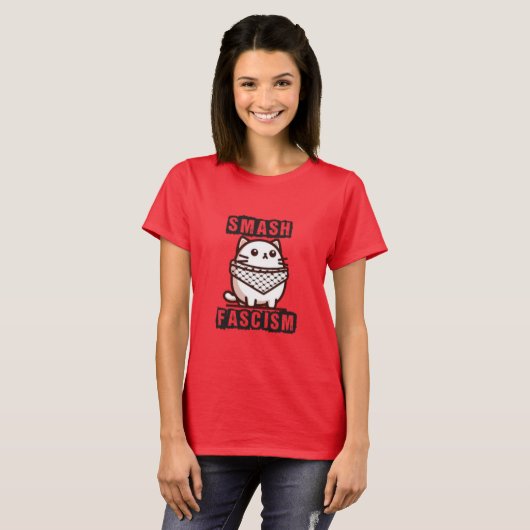 Smash Faschismus Kitty T-Shirt (Vorne ganz)