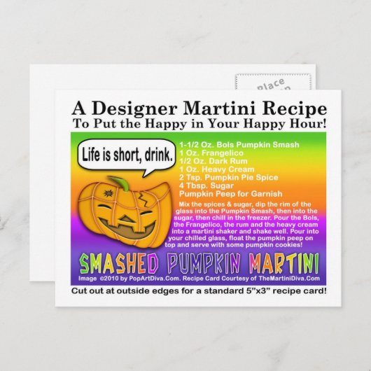 Smashed Pumpkin Halloween Martini Rezept Postkarte (Vorne/Hinten)