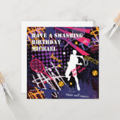 🎾 Smashing Birthday Tennis Flachkarte Karte (Vorderseite/Rückseite Beispiel)
