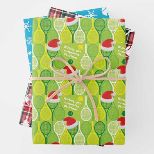 🎄 Smashing Weihnachten 🎾 Tennismuster, angepasst Geschenkpapier Set (Beispiel)