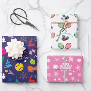 🎄 Smashing Weihnachten 🎾 Tennismuster, angepasst Geschenkpapier Set