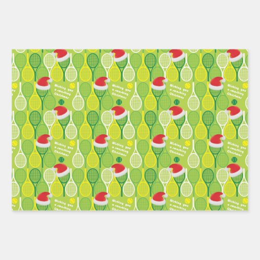 🎄 Smashing Weihnachten 🎾 Tennismuster Geschenkpapier Set (Vorderseite)