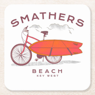 Smathers Beach Key West Vintag Beach Surfing Rechteckiger Pappuntersetzer