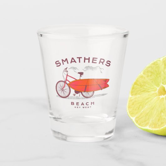 Smathers Beach Key West Vintag Beach Surfing Schnapsglas (Vorderseite)