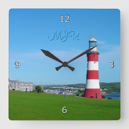 Smeaton Tower, The Hoe, Plymouth Quadratische Wanduhr (Vorderseite)