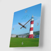 Smeaton Tower, The Hoe, Plymouth Quadratische Wanduhr (Winkel)