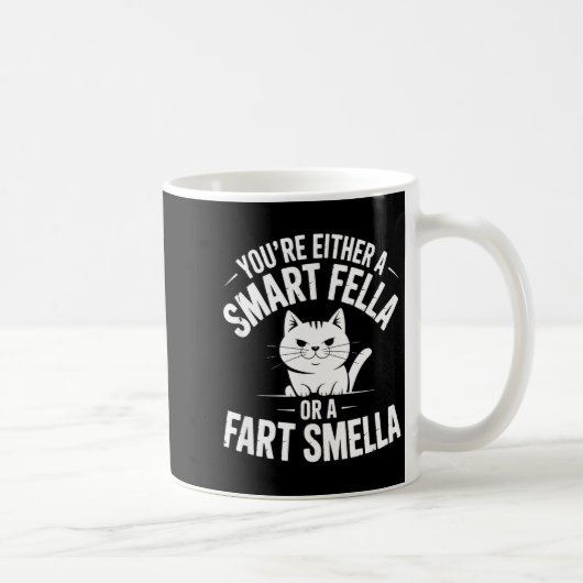 Smella Cat Smart Fart Humor Spoonerism Fella Laugh Kaffeetasse (Rechts)