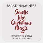 Smells Like Christmas Magic Candle Labels Quadratischer Aufkleber (Vorderseite)