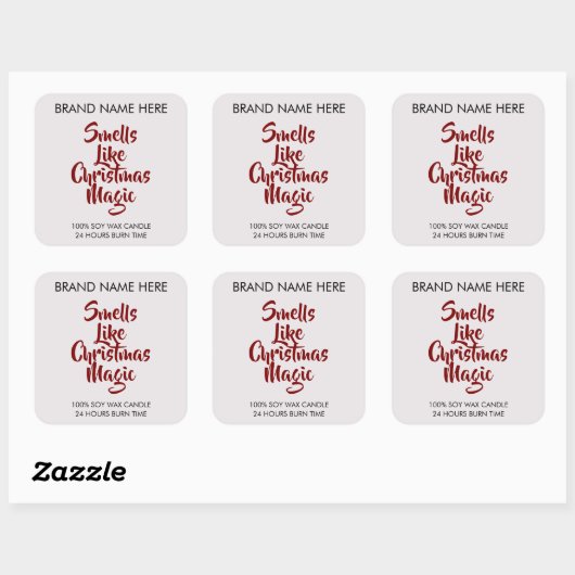 Smells Like Christmas Magic Candle Labels Quadratischer Aufkleber (Blatt)