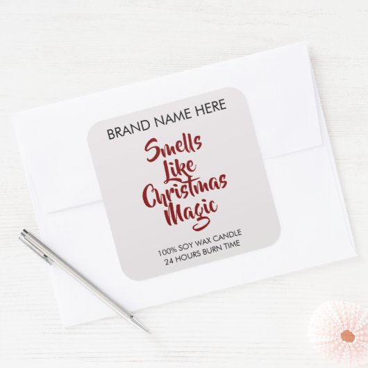 Smells Like Christmas Magic Candle Labels Quadratischer Aufkleber (Umschlag)