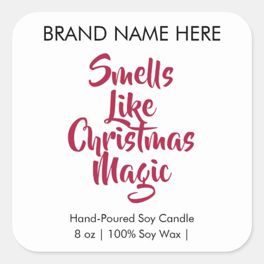 Smells Like Christmas Magic | Modern Candle Labels Quadratischer Aufkleber (Vorderseite)
