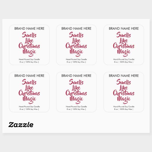 Smells Like Christmas Magic | Modern Candle Labels Quadratischer Aufkleber (Blatt)