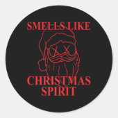 Smells Like Christmas Srit Santa Claus Xmas T Shir Runder Aufkleber (Vorderseite)