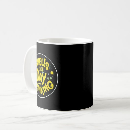 Smells Like Day Drinking Trendy Drinking Funny Gra Kaffeetasse (Vorderseite Links)